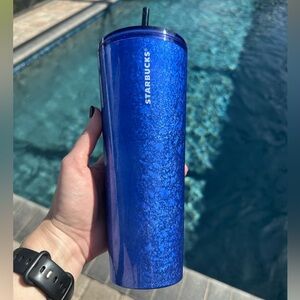 Starbucks Metallic Blue Glitter Cold Cup Tumbler - 24 oz